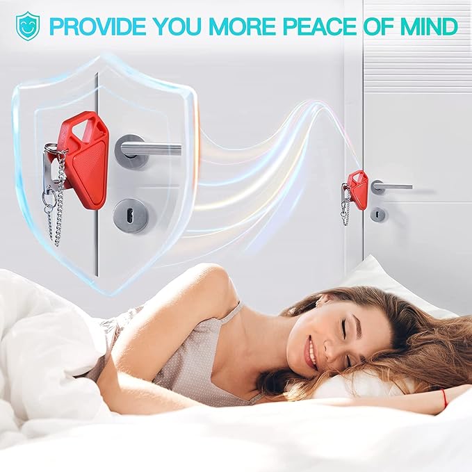 Portable Door Lock for Travel Hotel Safety: Hotel Door Locks for Travelers | Home Apartment Security Locker from Inside Room Bedroom Women Travel Gifts Traveler Stocking Stuffers Traveling Essentials - Image 2
