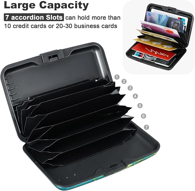 Mini RFID Aluminum Wallet Credit Cards Holder Business Card Case Metal ID Case for Men Women（Apricot flower - Image 5