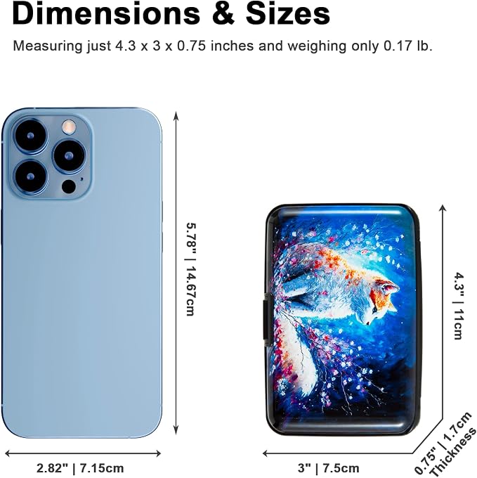 Credit Card Holder for Women Men RFID Blocking Wallet Small Business Metal Slim Mini Aluminum Hard Case (Cat Painting) - Image 4