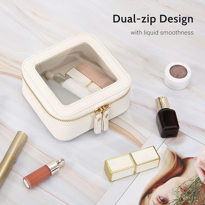 Aveniee Clear Makeup Bag Small, Mini Travel Toiletry Bag Cosmetic Bags Organizer, TSA Approved Clear Makeup Case Pouch with Zipper, Car Essentials for Women Men,White - Image 6