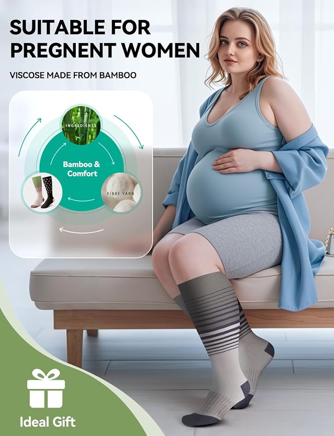 Plus Size Compression Socks for Women & Men Wide Calf, 20-30mmhg Knee High Stockings for Pregnancy, Nurse, Travel - Image 7