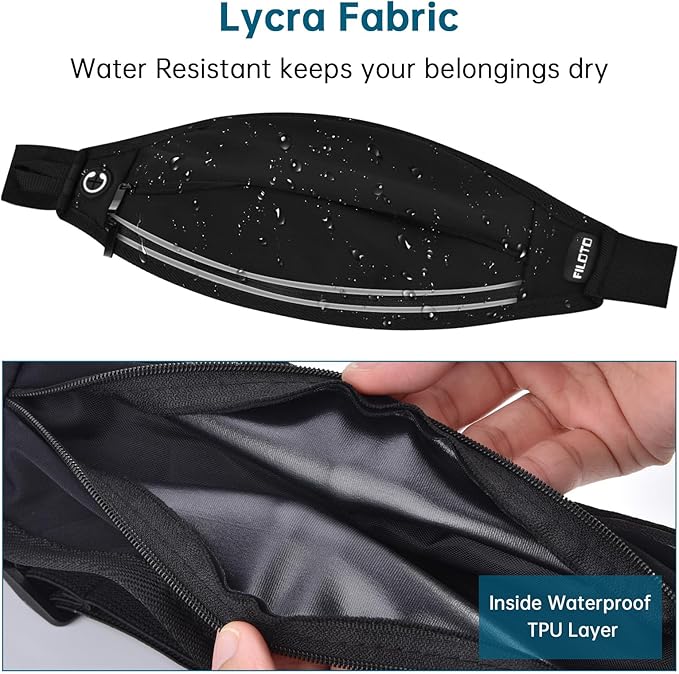 Running Belt Fanny Pack, Running Waist Pack for Women & Men USA Patented Hands-Free Reflective Runner Pouch Belt Fitness Workout Bag No-Bounce Adjustable Sport Travel Fanny Pack Cell (Black) - Image 3