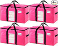 TAILI 4 Pack Pink Extra Large Moving Bags,Storage Bags with Visible Window | 93L Heavy Duty Totes For Storage,Wrap Around Handles,Alternative to Moving Boxes, College Dorm,Perfect for Moving by TAILI