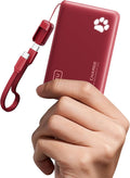 INIU 45W Fast Charging Portable Charger, Smaller 10000mAh Travel Power Bank | Flight-Safe, Detachable USB C Cable, Travel Essential, External Battery Phone Pack for iPhone 17 Samsung S26 iPad etc, Red by INIU