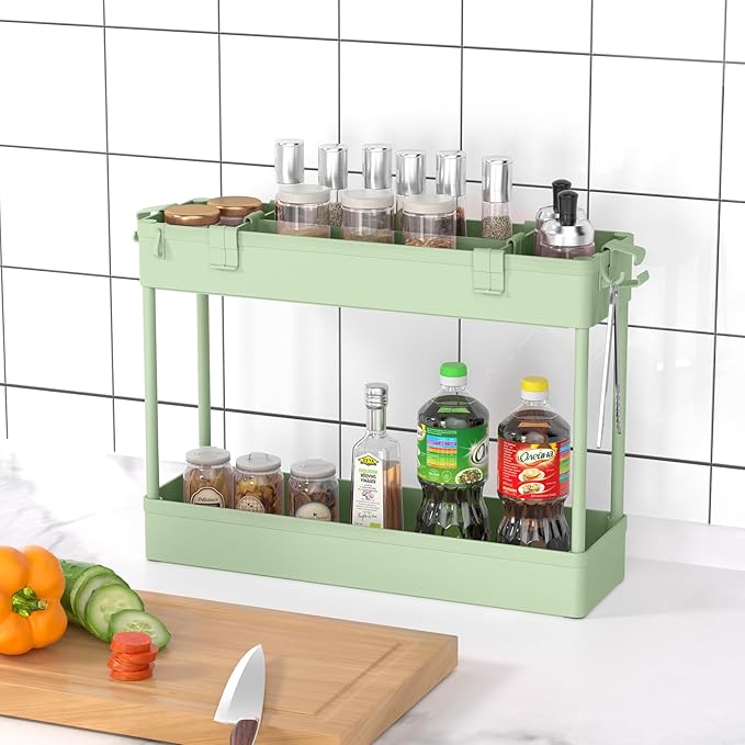 Slim Storage Cart 4 Tier,Bathroom Organizer Rolling Utility,Mobile Shelving Unit Slide Out for Office, Kitchen, Laundry Room & Narrow Places，Green - Image 6