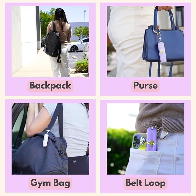 Securityman Personal Alarms for Women | Safety Alarm Keychain (Loud 130dB Siren and SOS Strobe Light) Everyday Self Defense Security Alarm Protection Device (Purple) - Image 7