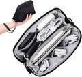 FYY Travel Cable Organizer - 8 Compartments, Lightweight, Water Repellent | With Wrist Strap, Portable Tech Pouch for Cord Charger, Travel and Business Trips Use, Soft Shell Nylon, Black (Small) by FYY