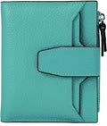 Women's RFID Blocking Leather Small Compact Bi-fold Zipper Pocket Wallet Card Case Purse with id Window by AINIMOER