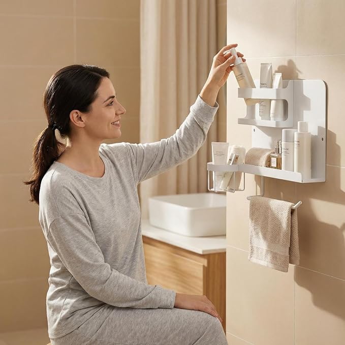 A Gentle Bedside Floating Shelf (White) Self-Adhesive It Serves as a Handy Storage Solution and Also Adds a Cute Touch to the Room. Suitable for Both Bedrooms and Offices Male and Female Dormitories - Image 2