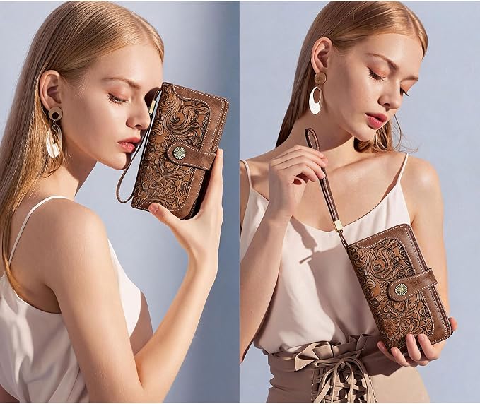 Wallets for Women Trifold Wristlet Wallets Large Capacity RFID Blocking Ladies Purse Credit Card Holder - Image 6