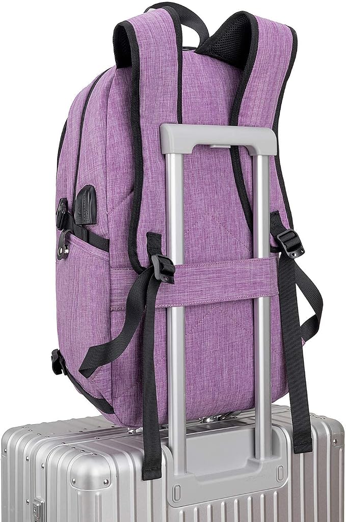 Tzowla Travel Laptop Backpack Water Resistant Anti-Theft Bag with Giant Tumbler Holder Pocket and Lock 17.3 Inch Computer Business Backpacks for Women Men Work College Gift,Casual Daypack(Purple) - Image 6
