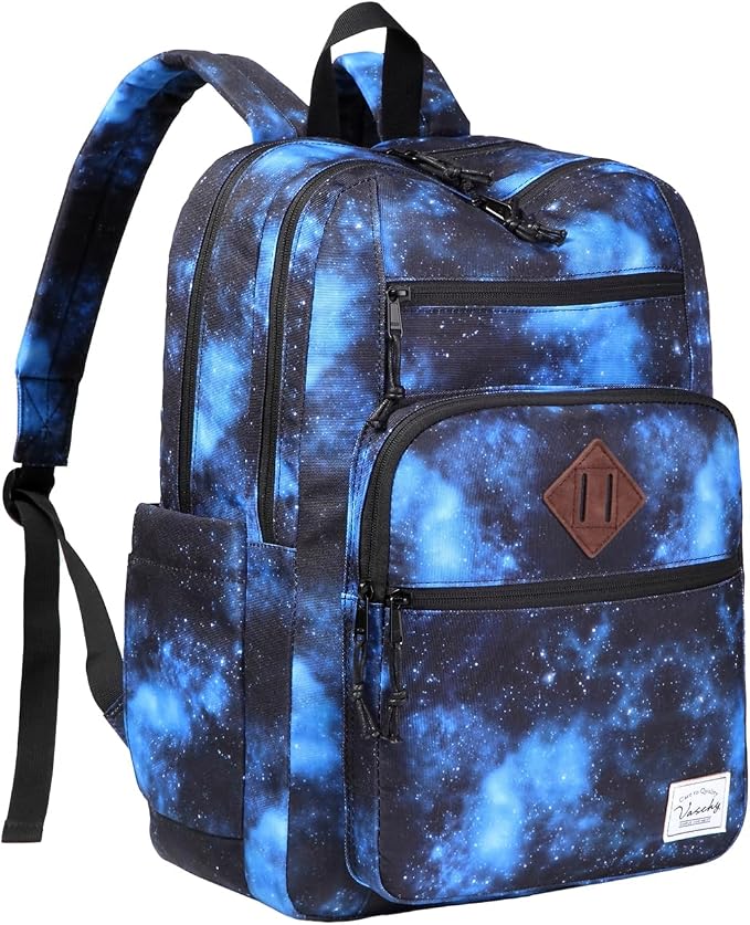 VASCHY Travel Backpack for Teen Boys, Bookbag Schoolbag Casual Daypack for High School/College/Women/Travel/Work Blue Galaxy by Vaschy