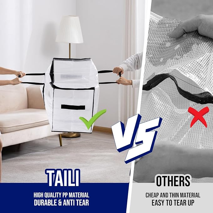 TAILI 4 Pack Clear Extra Large Moving Bags,Storage Bag with Visible Window | 93L Heavy Duty Totes For Storage,Wrap Around Handles,Alternative to Moving Boxes, College Dorm,Perfect for Moving - Image 5