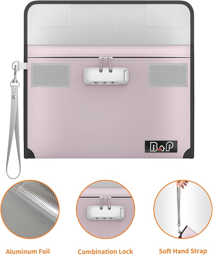 Fireproof Money Bag with Lock - 5200℉ Heat Insulated, BALAPERI Waterproof Zipper Pouch, Fireproof Document Bag for Cash, A5 Size Documents, Passport and Valuables, 11”X 7.7”(Silver) - Image 4