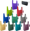 BeeGreen Colorful Reusable Grocery Bags Bulk Gifts 10-Pack - Large Tote with Zipper Pouch | Foldable & Washable Polyester Shopping Bags Heavy Duty Flower Lover Gifts Reusable Bag With Handles by BeeGreen