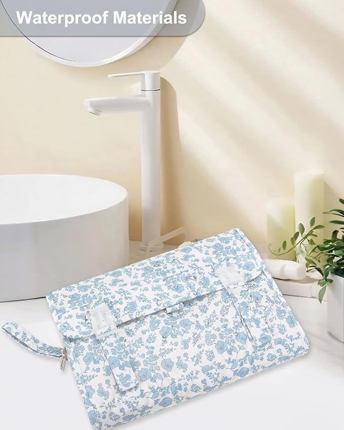Relavel Travel Toiletry Bag with Hanging Hook, Floral Toiletries Bag | Large Capacity Makeup Cosmetic Storage Organizer for Full Sized Container, Accessories for Cruise Trip - Image 5