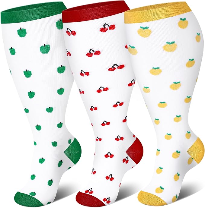 Genovega 3 Packs Wide Calf Compression Socks for Women Men Knee Hight S/M-4XL for Gifts by genovega