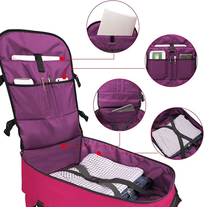 Travel Backpack 17L Lightweight Casual Small Carry-on Daypack 15-inch Laptop Notebook, Underseat Overnight Weekender, Rasberry - Image 3