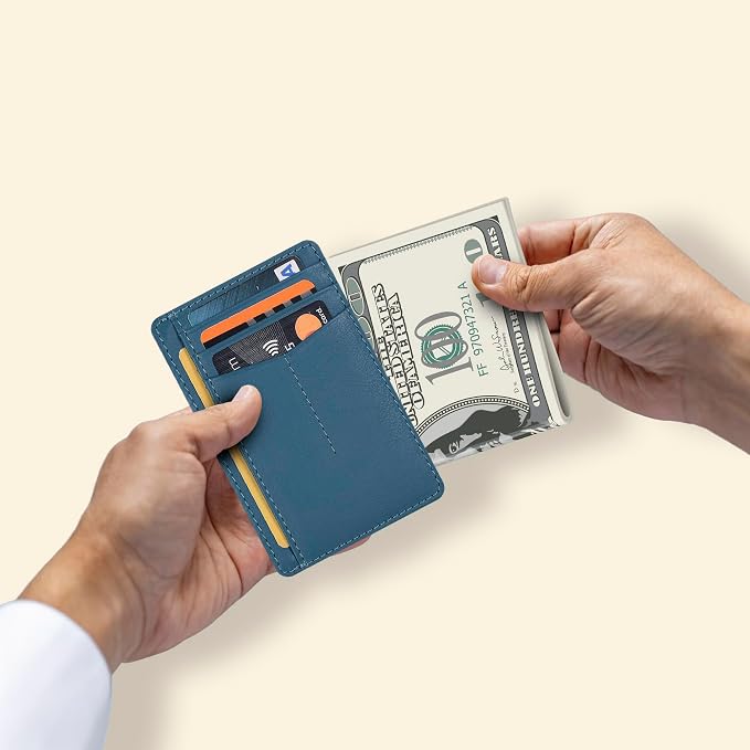 Oak Leathers Leather Minimalist Wallet - RFID Slim Card Holder Unisex - Image 4