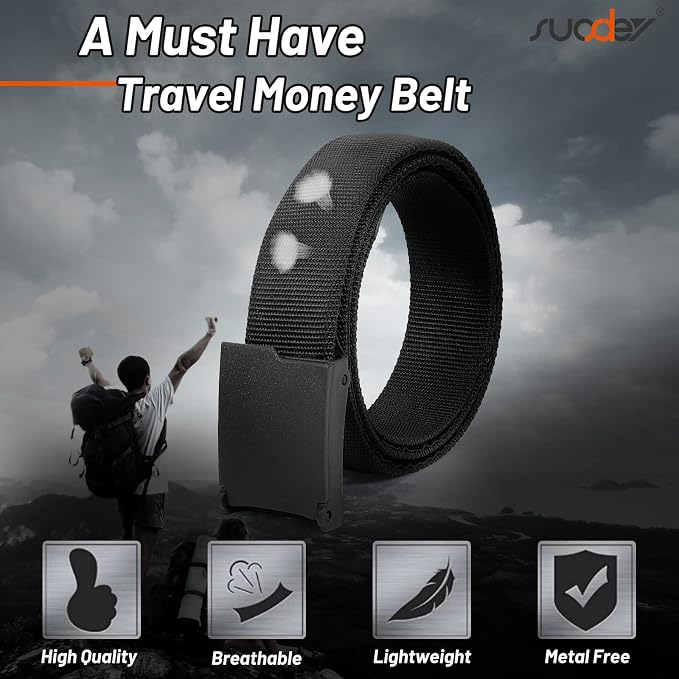 SUOSDEY Travel Money Belt, Nylon Hidden Money Pocket Belt with Plastic Buckle - Image 6
