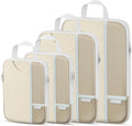 Percover Compression Packing Cubes for Travel, 4-Piece Structured Compression Organizer Set with Label Pockets for Carry-On & Checked Luggage, Camel by Unknown