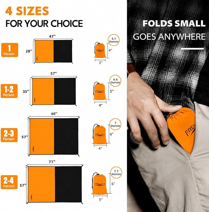 Frelaxy Pocket Picnic Blanket, Waterproof Blanket for Beach Festival | Lightweight compact design, Multi-use outdoor blanket, Waterproof & sandproof material, Easy to carry, Picnic, Camping - Image 2