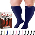 BAMS Plus Size Compression Socks Wide Calf XL XXL XXXL – Graduated Knee-High Support, Viscose from Bamboo Easy-On/Easy-Off by BAMS