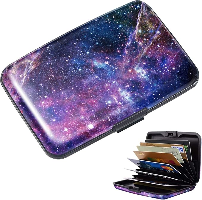 Coco Rossi Credit Card Holder RFID Aluminum Small Mini Wallet Women | Metal Wallet, Business Cards Holder, ID Case, Slim Sleeves, Womens Girls Gift, Carry Proof Wallets for Travel, Nebula - Image 7