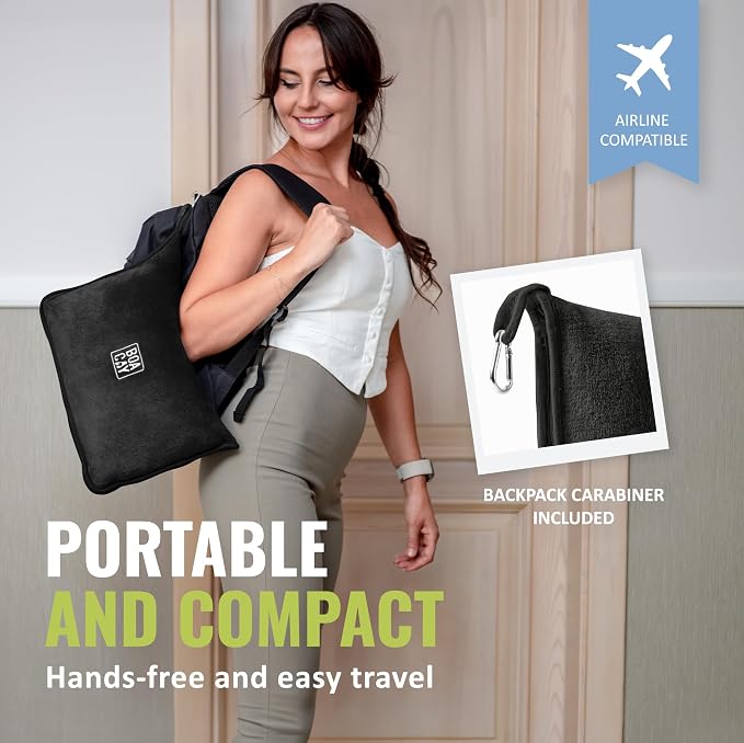 Soft & Warm Travel Blanket for Airplane & Car - Long Flight Essential for Women, Men, Kids - Compact Pillow with Luggage Sleeve & Backpack Clip - Image 3