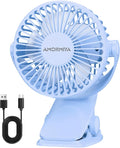 Portable Clip on Fan Rechargeable Mini for Desk Golf Camping Blue | 4000mAh 20H Battery, Quiet Brushless Motor 4.5m/s, One-Click Shutdown, 3 Speeds, Detachable Cover, Type-C Charge, 360° Rotate by Redefiningsummercomfortandmakingdailylifemoreconvenient