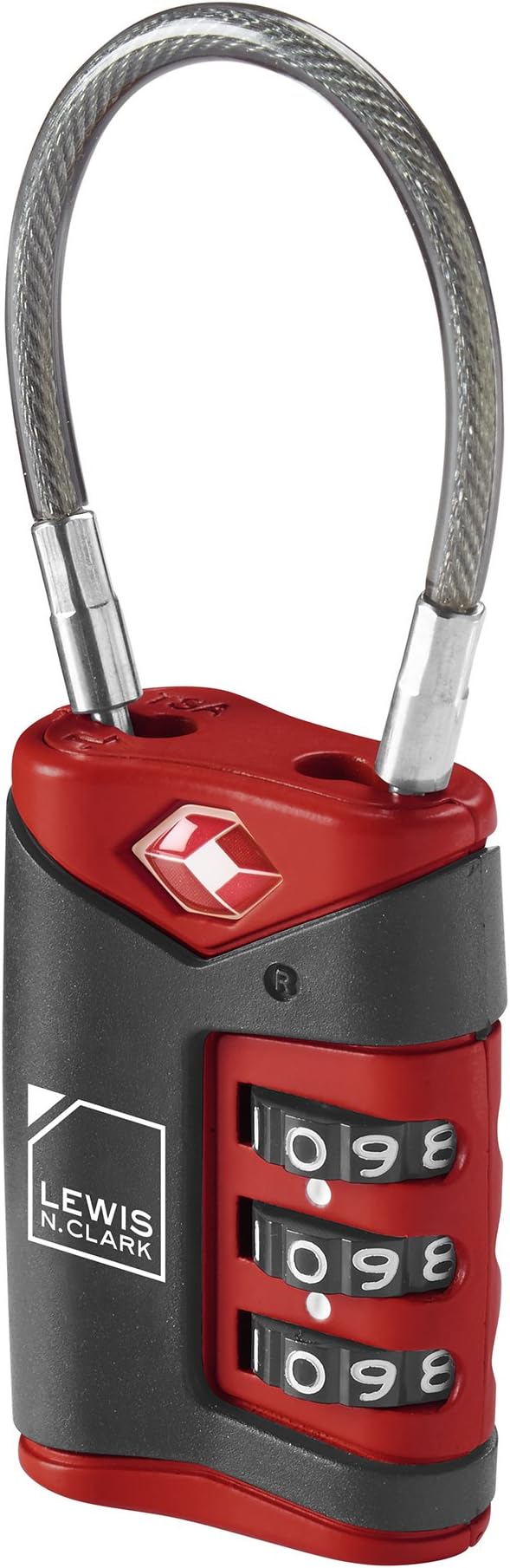 Lewis N. Clark TSA-Approved Easy-to-Set Combination Luggage Lock With Steel Cable, Red, One Size by LewisNClark