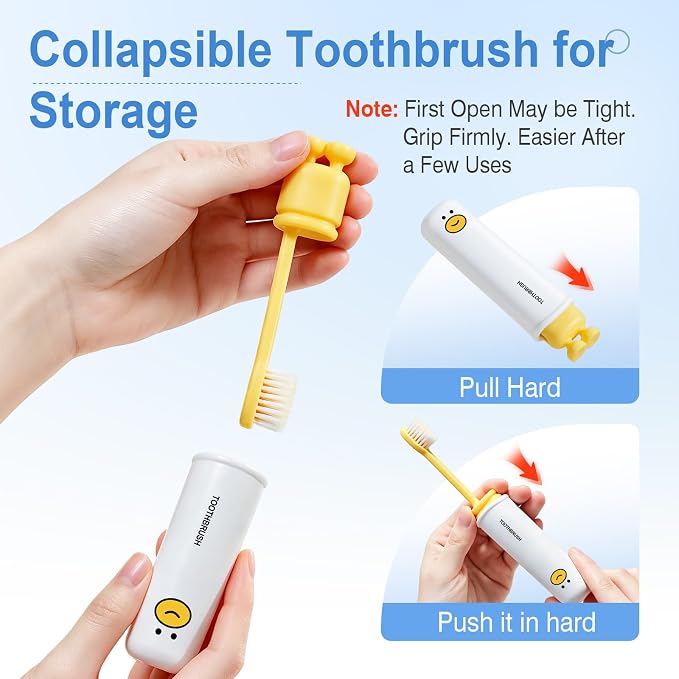 3 Pcs Toothbrush Travel Case Kit,Folding Toothbrush with Built-in Cover, Perfect for Travel, Hiking & Camping, Compact & Portable, Toothbrush with Soft Bristles, for Adults & Kids - Image 2