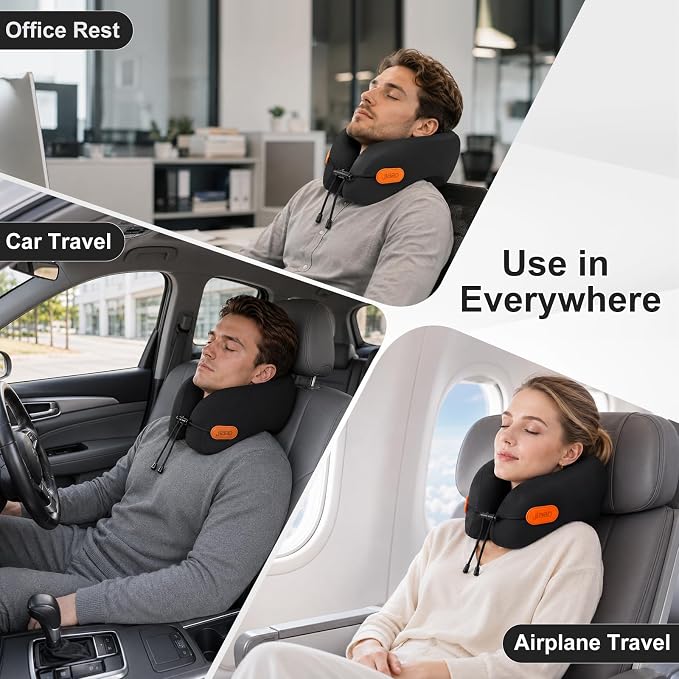 Ergonomic Travel Pillow,100% Memory Foam Travel Neck Pillow for Airplanes | 360° Neck & Chin Support Airplane Pillow For Long Flights,Airplane Travel Essentials With 3d Eye Mask, Earplugs,Carry Case - Image 7