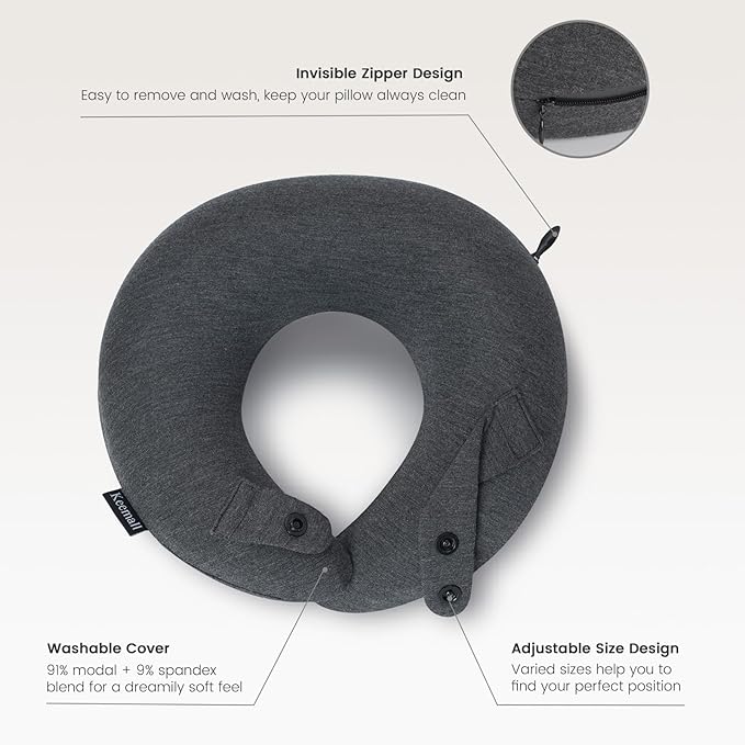 Keemall Portable Inflatable Travel Neck Pillow Flight & Airplane Essentials | 3rd Generation Air-Filled Headrest, Double Comfort, Includes Separate Storage Bag for Business Traveling & Long Flight - Image 4