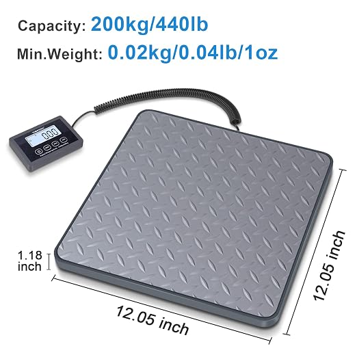 THINKSCALE Shipping Scale, 440 lb x 1 oz Digital Postal Scale, Hold & Tare | Non-Slip Rubber Platform, Bright Backlit LCD, Package, Luggage, Mailing & Postage Scale, AC Adapter & Batteries Included - Image 2