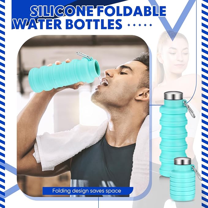 Baderke Collapsible Water Bottles 17oz Travel Sports Portable Water Bottle with Portable Buckle Silicone Lightweight Reusable Leakproof for Camping Hiking Yoga Outdoor(Green) - Image 6