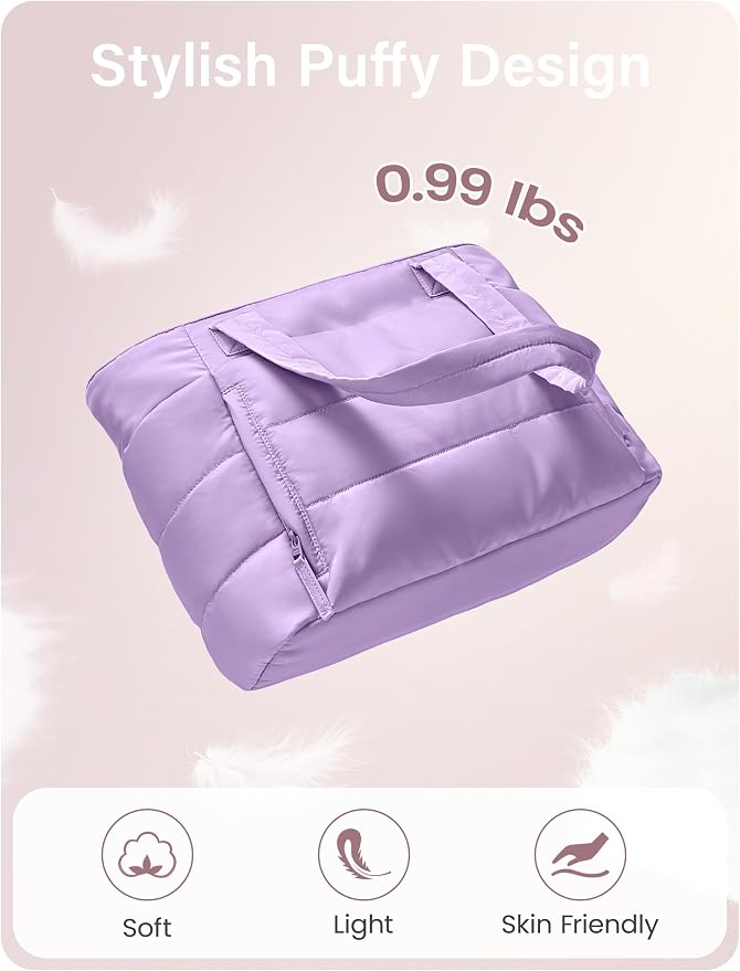 Uselike Tote Bag for Women with Zipper, Quilted Puffer Tote Bag with Compartments, Lightweight Puffy Work Bags for Women - Image 7
