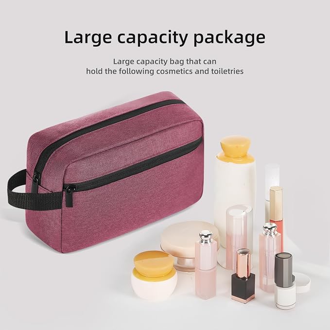 Icramsy Travel Toiletry bag Toiletry bag for women men Hanging Cosmetic bag Travel accessories for Women Men (Purplish red) - Image 3
