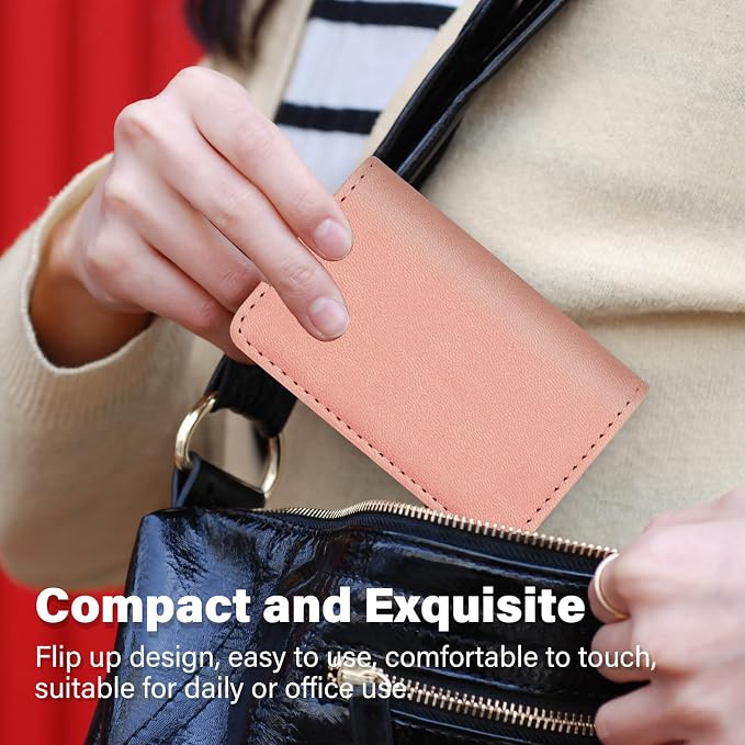 RFID Blocking Wallet - Minimalist Leather Business Credit Card Holder (Orange Pink) - Image 4