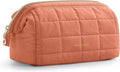 BAGSMART Makeup Bag Travel Toiletry Bag, Puffy Padded Make Up Bags for Women Makeup Organizer Case, Wide-open Pouch Purse Travel Essentials Toiletries Accessories Brushes, Apricot Pink by BAGSMART