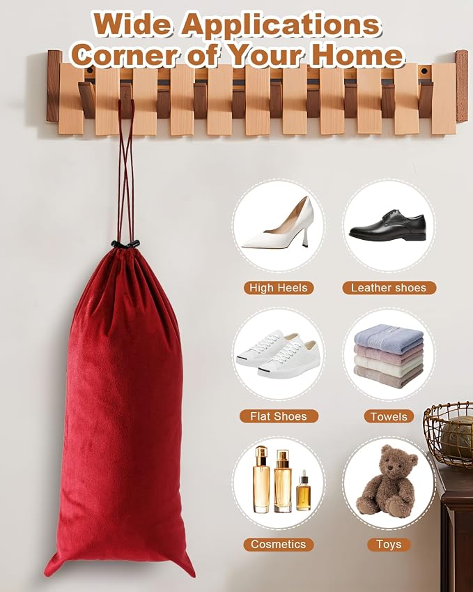 2 Pcs Single Shoe Bags for Travel, Dust Velvet Bag, Rio Red, 17.3x8.6 Inch | Washable & Reusable Travel Shoe Bags, Dustproof Shoe Bags with Drawstring Closure, Suitable for Travel, Home Storage - Image 7