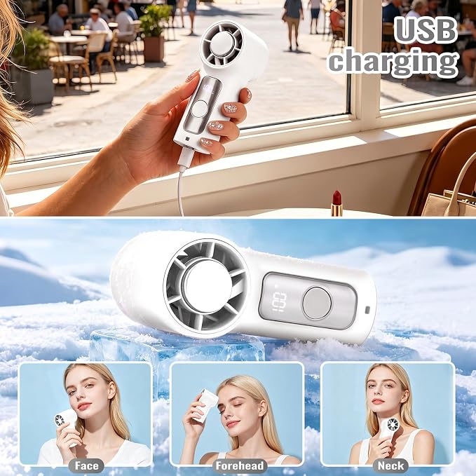 Clip-On Portable Fan Rechargeable Personal Handheld Mini Fan with LED Display Stroller Fan 360° Rotatable Small Bladeless Fan Clip on for Shirt 6-Speed For Outdoor & Travel & Office - Image 6