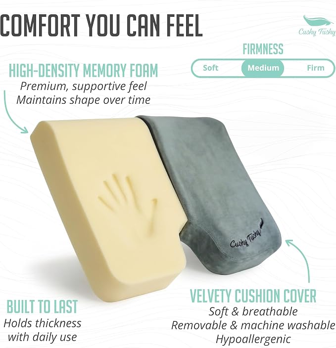 Premium Foldable Wheelchair Cushion - for Relief of Lower Back, Sciatic, Butt and Tailbone Pain - for Home & Office Use, Perfect for Travel or Driving - Gray Coccyx Seat Cushion - Image 4