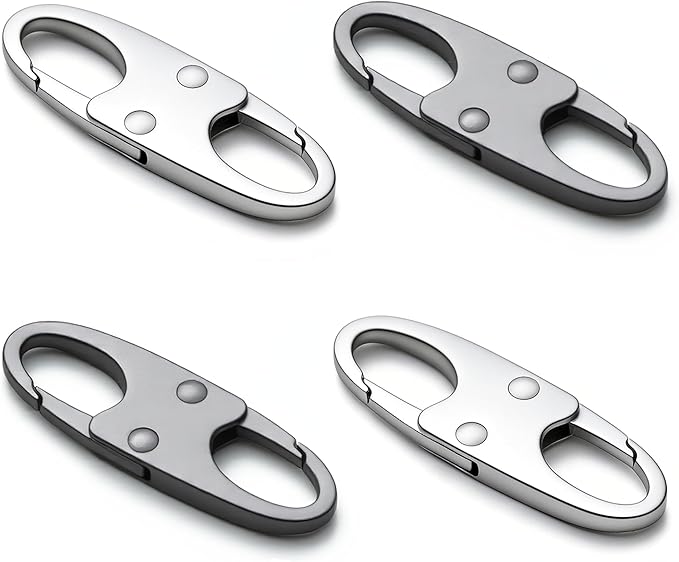 zelin Anti Theft Zipper Clips, Travel Essentials, Carabiner, 2Grey 2Silver | Metal Zipper Lock Clip and Airplane Gadgets, Anti Theft Protection for Travel Bag, Commuter Backpack and Replacement by zelin