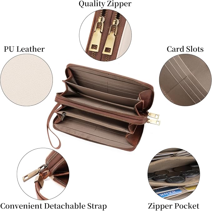 Wallets for Women Trifold Wristlet Wallets Large Capacity RFID Blocking Ladies Purse Credit Card Holder - Image 5