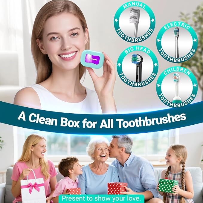 Toothbrush Sanitizer Case, RRZIOM Portable Toothbrush Covers Rechargeable | Rechargeable Toothbrush Cleaner Holder Case for Travel Home, Detachable Toothbrush Cover Cap for All Toothbrushes (Blue) - Image 4