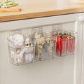 3 Pack Adhesive Cabinet Door Organizer, Kitchen Under Sink Organizer Caddy, Clear Plastic Storage Bins for Pantry Door, Wall Storage Basket, Hanging Makeup Organizer Floating Shelf for Bathroom by Veefos