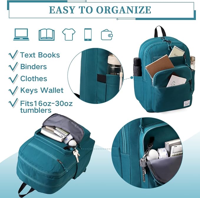 VASCHY School Backpack, Unisex Large Bookbag Schoolbag Casual Daypack for High School/College/Teens/Travel/Work for Men Women - Image 6