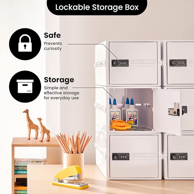 Lockabox One™ | Premium Lock Box | Medium Combination Lock Box For Food, Medicine & Home Safety | External Size 12 x 8 x 6.6 inches (Opal White) - Image 10