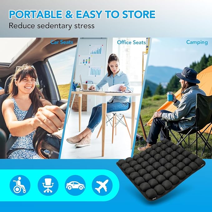Travel Cushion for Airplane, Inflatable Seat Cushion 18 X16'' | Airline Seat Cushion for Long Flights, TSA Approved Travel Cushion, Portable Seat Cushions for Car, Office & Airplane - Image 7